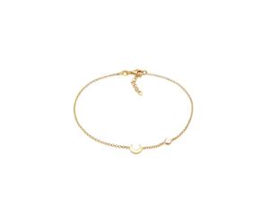 Fußkette ELLI "Halbmond Astro Mondstein 925 Silber" Gr. 22, gold, Fußketten, Damen, 22cm, Silber 925 (Sterlingsilber) (20411510-22) gold