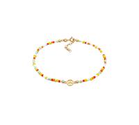 Fußkette ELLI "Peace Frieden Symbol Glas Beads Bunt 925 Silber", Damen, Gr. 22cm, Silber 925 (Sterlingsilber), gold, Fußketten (37481625-22) gold
