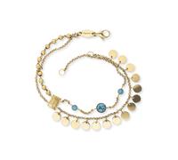 Fußkette ENGELSRUFER "BOHO Lebensbaum", blau (gelbgoldfarben, türkis, türkis), Fußketten, Damen, Edelstahl, mit Türkis (52301934-0) gelbgoldfarben, türkis, türkis