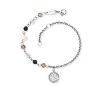 Fußkette ENGELSRUFER "BOHO Lebensblume", silber (edelstahlfarben, kristallweiß, braun, schwarz, weiß, kristallweiß), Fußketten, Damen, Edelstahl Perlen, Edelstahl, Perlen, mit Zirkonia (synth.) - mit