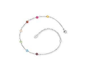 Fußkette ENGELSRUFER "Glasperlen", bunt (edelstahlfarben, gelb, pink, braun, natur, grün, blau, gelb, pink, braun, natur, grün, blau), Fußketten, Damen, Edelstahl, mit Glassteinen (46646168-0) edelsta