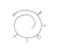 Fußkette ENGELSRUFER "Glaube Liebe Hoffnung", weiß (edelstahlfarben, kristallweiß, weiß, kristallweiß), Fußketten, Damen, Edelstahl Perlen, Edelstahl, Perlen, Made in Germany - mit Zirkonia (synth.) -