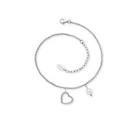 Fußkette ENGELSRUFER "Herz", silber (edelstahlfarben, weiß), Fußketten, Damen, Edelstahl Perlen, Edelstahl, Perlen, Made in Germany - mit Süßwasserzuchtperle (93112904-0) edelstahlfarben, weiß