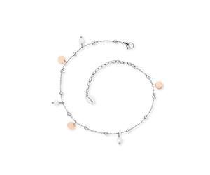 Fußkette ENGELSRUFER "Little Joy Bicolor", rosa (edelstahlfarben, roségoldfarben, weiß), Fußketten, Damen, Edelstahl Perlen, Edelstahl, Perlen, mit Süßwasserzuchtperle (67755218-0) edelstahlfarben, ro