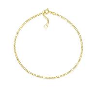 Fußkette Figaro Breite 2mm | aus echt 585 Gold | hochglanzpolierte Fußkette | Echtgold mit Federringverschluß