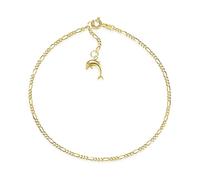 Fußkette Figaro Breite 2mm mit kleinem Anhänger Delfin | aus echt 585 Gold | hochglanzpolierte Fußkette | Echtgold mit Federringverschluß