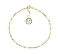 Fußkette Figaro Breite 2mm mit kleinem Anhänger Lebensbaum | aus echt 585 Gold | hochglanzpolierte Fußkette | Echtgold mit Federringverschluß