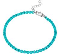 Fußkette FIRETTI "Schmuck Geschenk Edelstahl Fußschmuck Venezianerkette Color", bunt (türkis, edelstahlfarben), Fußketten, Damen, Edelstahl (69283819-0) türkis, edelstahlfarben