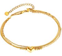 Fußkette FIRETTI "Schmuck Geschenk Edelstahl Körperschmuck Herzen Liebe", gold (gelbgoldfarben, kristallweiß, kristallweiß), Fußketten, Damen, Edelstahl, mit Zirkonia (synth.) (92264739-0) gelbgoldfar