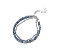 Fußkette FIRETTI "Schmuck Geschenk KörperSchmuck", blau (edelstahlfarben, blau, blau), Fußketten, Damen, Edelstahl, mit Türkis, Achat oder Dumortierit (54499735-0) edelstahlfarben, blau, blau