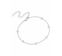 Fußkette FIRETTI "Schmuck Geschenk Silber 925 Körperschmuck Ankerkette Zwischenteile", silber (silber, 925, weiß), Fußketten, Damen, Silber 925 (Sterlingsilber), mit Zirkonia (synth.) (526682-0) silbe
