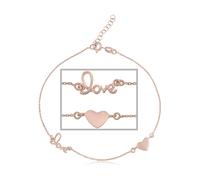 Fußkette FIRETTI "Schmuck Geschenk Silber 925 Körperschmuck Herz+LIEBE Ankerkette", rosa (silber, 925, roségoldfarben), Fußketten, Damen, Silber 925 (Sterlingsilber) (395838-0) silber, 925, roségoldfa