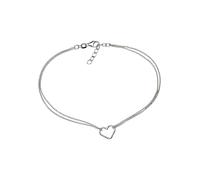 Fußkette FIRETTI "Schmuck Geschenk Silber 925 Körperschmuck Herz+LIEBE Ankerkette", silber (silber, 925), Fußketten, Damen, Silber 925 (Sterlingsilber) (825949-0) silber, 925