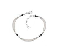 Fußkette FIRETTI "Schmuck Geschenk Silber 925 Körperschmuck Panzerkette Kristalle", silber (silberfarben, schwarz, schwarz), Fußketten, Damen, Silber 925 (Sterlingsilber), mit Kristallstein (777771-0)