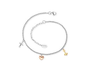 Fußkette mit Anhänger ENGELSRUFER "Love & Hope - Glaube Liebe Hoffnung", edelstahlfarben, gelbgoldfarben, roségoldfarben, Fußketten, Edelstahl, glänzend (21043248-0) edelstahlfarben, gelbgoldfarben, r