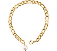 Fußkette mit Anhänger FIRETTI "Schmuck Geschenk Körperschmuck", gold (gelbgoldfarben, weip), Fußketten, Damen, Edelstahl Perlen, Edelstahl, Perlen, Fußkette mit Anhänger, mit Süßwasserzuchtperle (7127