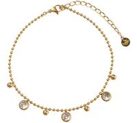 Fußkette mit Anhänger FIRETTI "Schmuck Geschenk Körperschmuck Kreise Kugeln", gold (gelbgoldfarben, kristallweiß, kristallweiß), Fußketten, Damen, Edelstahl, mit Zirkonia (synth.) (18550713-0) gelbgol