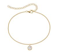 Fußkette mit Anhänger FIRETTI "Schmuck Geschenk Silber 925 Körperschmuck Ankerkette Anhänger Solitär", gold (gelbgoldfarben, kristallweiß, kristallweiß), Fußketten, Damen, Silber 925 (Sterlingsilber),