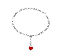 Fußkette mit Anhänger FIRETTI "Schmuck Geschenk Silber 925 Körperschmuck Ankerkette", bunt (silberfarben, rot), Fußketten, Damen, Silber 925 (Sterlingsilber), Fußkette mit Anhänger, mit Lack (29993656