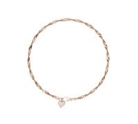 Fußkette mit Anhänger FIRETTI "Schmuck Geschenk Silber 925 Körperschmuck Herz+LIEBE Singapurkette", rosa (roségoldfarben, kristallweiß, kristallweiß), Fußketten, Damen, Silber 925 (Sterlingsilber), mi