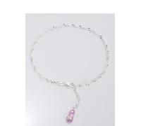 Fußkette mit Anhänger FIRETTI "Schmuck Geschenk Silber 925 Körperschmuck Zehentrenner Singapurkette", bunt (silberfarben, pink), Fußketten, Damen, Silber 925 (Sterlingsilber), Fußkette mit Anhänger, m