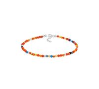 Fußkette NENALINA "Achat Kugeln Bunt Sommer Beach Festival 925 Silber", Damen, Gr. 2,5cm, Silber 925 (Sterlingsilber), silber, Fußketten Fußkette (82368551-25)