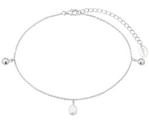 Fußkette S.OLIVER "2037819", bunt (silberfarben, weiß), Fußketten, Damen, Perlen Silber 925 (Sterlingsilber), Perlen, Silber 925 (Sterlingsilber), mit Süßwasserzuchtperle (19759642-0) silberfarben, we