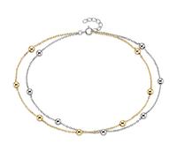 Fußkette "Schmuck Geschenk Fusskettchen mit Kugeln bicolor", gelbgoldfarben, silberfarben, ANISTON JEWELRY & WATCHES, Fußketten, Damen, Silber 925 (Sterlingsilber) (81963433-0) gelbgoldfarben, silberf