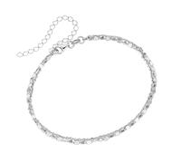 Fußkette SMART JEWEL "zweireihig, ovale Plättchen, Ankerkette, Silber 925", silber, Fußketten, Damen, 28cm, Silber 925 (Sterlingsilber) (84646059-0) silber
