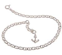 Fußkette Stegpanzer mit kleinem Anker Anhänger 4,5mm Breite, Länge 30cm - echt 925 Silber