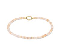 Fußkette TAMARIS "Schmuck Geschenk Edelstahl Körperschmuck All About Beads", gold (gelbgoldfarben, weiß, beige, natur, weiß, beige, natur), Fußketten, Damen, Edelstahl, mit Naturstein (94464804-0) gel