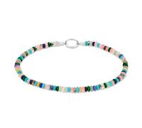 Fußkette TAMARIS "Schmuck Geschenk Edelstahl Körperschmuck All About Beads", silber (silberfarben, türkis, grün, lila, rosa, weiß, türkis, grün, lila, rosa, weiß), Fußketten, Damen, Edelstahl, mit Nat