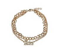 Fußkette URBAN CLASSICS "Urban Classics Unisex Zodiac Golden Anklet" Gr. S, gold (aries), Halsketten, Damen, S/M, Edelstahl Metall, Edelstahl, Metall (82775451-S) aries