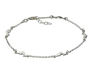 Fußkette VIVANCE "925 Silber rhodiniert Motiv Delfine", weiß, Fußketten, Damen, 24cm, Silber 925 (Sterlingsilber), glänzend, Fußkettchen (53241539-0) weiß