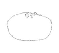 Fußkette VIVANCE "925/- Sterling Silber rhodiniert Kugeln/Herz", weiß, Fußketten, Damen, 23+3cm, Silber 925 (Sterlingsilber), glänzend (22247149-0) weiß