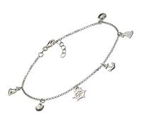 Fußkette VIVANCE "925 Sterling Silber rhodiniert maritime Motive", weiß, Fußketten, Damen, 23+2cm, Silber 925 (Sterlingsilber), glänzend (28693553-0) weiß