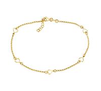 Fußkette VIVANCE "925/- Sterling Silber vergoldet Herzen", gelb, Fußketten, Damen, 24+2cm, Silber 925 (Sterlingsilber), glänzend (72197729-0) gelb