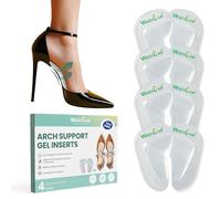Fußstützeneinsätze Flachfüße, Welnove 4-Paar GelFußgewölbe Pads Gel Arch Support Einlegesohlenfür Plattfuß, Plantarfasziitis, Fit die meisten Schuhe, Männer Frauen, 0.3" Höhe