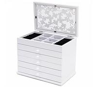 Futchoy Retro Holz Schmuckbox Aufbewahrungsbox Kosmetikschrank Schublade Für Mädchen Use Schmuckkästchen Aus Holz Mit 6 Ebenen, Geschenk Für Ihre Mutter/freundin/schwester (Weiß)