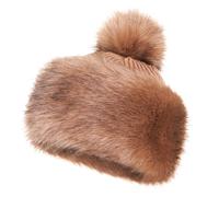 Futrzane Classic Bommel Mütze - Fellmütze Damen - Russen Wintermütze aus Pelz (M, Beige Classic)