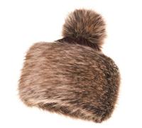 Futrzane Classic Bommel Mütze - Fellmütze Damen - Russen Wintermütze aus Pelz (S, Braun Classic)