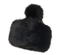 Futrzane Classic Bommel Mütze - Fellmütze Damen - Russen Wintermütze aus Pelz (S, Schwarz Classic)