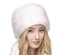 Futrzane Classic Kosakenmütze - Fellmütze Damen Winter - Pelz Russische Mütze (M, Weiß Classic)
