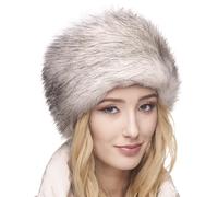 Futrzane Classic Kosakenmütze - Fellmütze Damen Winter - Pelz Russische Mütze (S, Weiß mit Schwarz Classic)