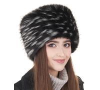 Futrzane Classic Kosakenmütze - Fellmütze Damen Winter - Pelz Russische Mütze (XL, Schwarz mit Weiß Classic)