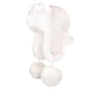 Futrzane Fliegermütze - Schapka Uschanka Damen - Fell Trapper Mütze aus Leder (L, Ecru - Ecru Siberian)