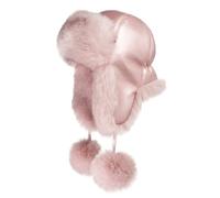Futrzane Fliegermütze - Schapka Uschanka Damen - Fell Trapper Mütze aus Leder (L, Rosa - Rosa Siberian)