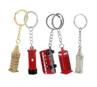 FUTUREORYY 5 Stück Retro London Schlüsselanhänger aus Zinklegierung mit Britischen Bus Telefonzelle Postkasten und berühmtem Glockenturm Anhängern Stylishe Bag Charms für Unisex Taschen