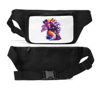 Futuristic Fox mit Neon Vibrant Sunset Unisex Hüfttasche schwarz