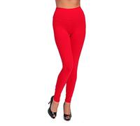 FUTURO FASHION - Damen Leggings aus Baumwolle - knöchellang - weich - Übergrößen - Rot - 40 Klassische Bundhöhe